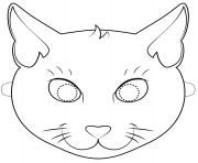 Printable black cat mask outline halloween coloring pages