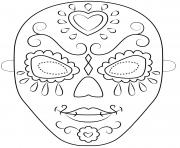Printable day of the dead mask outline halloween coloring pages