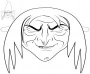 Printable witch mask outline halloween coloring pages