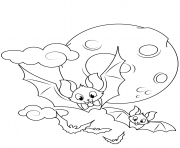 Printable cute flying bats halloween coloring pages