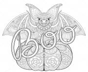 Printable zentangle bat halloween adult coloring pages