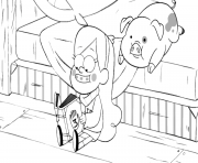 Printable gravity_falls_mabel reading a book with his pig coloring pages