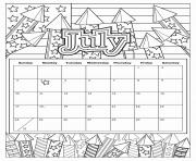 Printable july coloring calendar 2019 coloring pages
