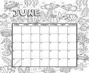 Printable june calendar month coloring pages