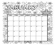 Printable january coloring calendar 2019 coloring pages