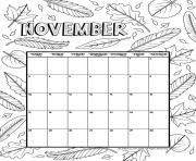 Printable november coloring calendar 2019 coloring pages