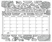 Printable december calendar holiday coloring pages
