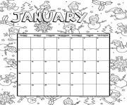 Printable january calendar 2019 winter coloring pages