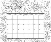 Printable july 2019 coloring calendar coloring pages