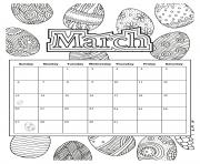 Printable march calendar easter 2019 coloring pages