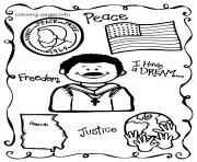 Printable martin luther king day school themes peace freedom coloring pages