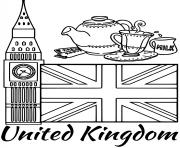Printable united kingdom flag big ben coloring pages