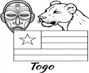 Printable togo flag tribal mask coloring pages