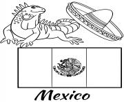 Printable mexico flag iguana coloring pages