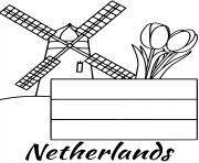 Printable netherlands flag windmill coloring pages