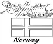 Printable norway flag skiing coloring pages