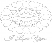 Printable i love you mandala valentines coloring pages