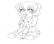Printable Girl and Bear by Jazzie Simone coloring pages