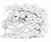 Printable glitter force woman cry flowers coloring pages