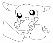 Printable mini pikachu cartoon coloring pages