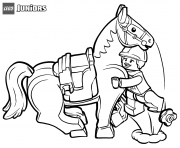 Printable lego junior horse rider and horse coloring pages