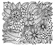 Printable doodle flowers in black and white floral pattern coloring pages