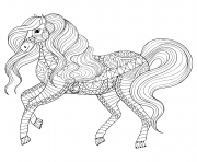 Printable adult anti stress horse zentangle animal coloring pages
