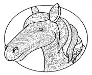 Printable horse head adult zentangle coloring pages