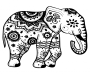 Printable elephant pattern india coloring pages