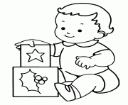 Printable Baby with Blocks  coloring pages