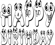 Printable illustration happy birthday sign coloring pages