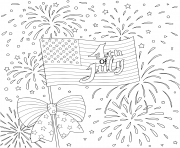 Printable american flag with firework happy 4th of july coloring pages
