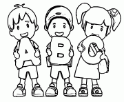 Printable back to school kids letters A B C coloring pages