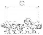 Printable Teacher and Kids Back to School coloring pages