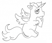 Printable chibi unicorn with heart coloring pages