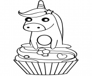 Printable unicorn on cupcake coloring pages