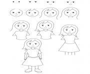 Printable how to draw a girl coloring pages