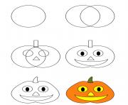 Printable how to draw pumpkin halloween coloring pages
