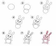 Printable how to draw a rabbit coloring pages