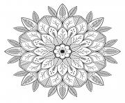 Printable mandala leaves and flowers coloring pages
