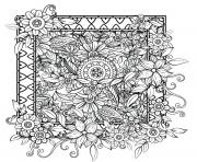 Printable beautiful flowers coming out of the frame coloring pages