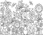 Printable kids flowers and frog coloring pages