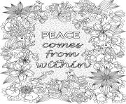 Printable adult flower peace comes from within coloring pages