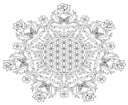Printable Complex Flower Rose Mandala coloring pages