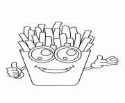 Printable french fries kawaii coloring pages