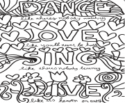 Printable dance love sing live coloring pages