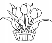 Printable pot with tulips coloring pages