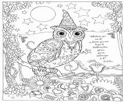 Printable halloween Magic Owl Power coloring pages