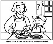 Printable dont cook alone or without asking an adult coloring pages