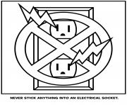 Printable never stick anything into an electrical socket coloring pages